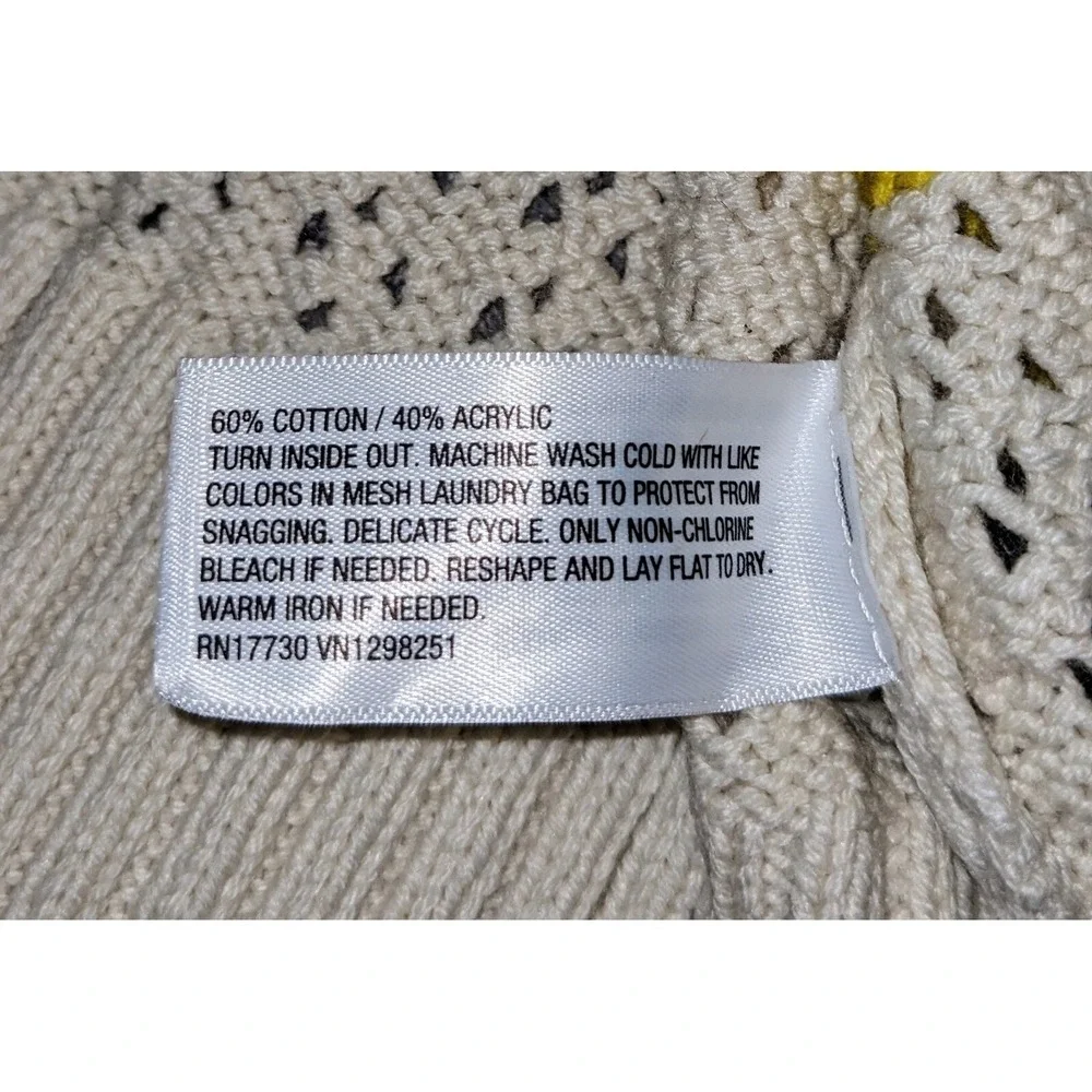 A New Day‎ Women's Yellow White Quarter Zip Mock Turtleneck Pullover Sweater M